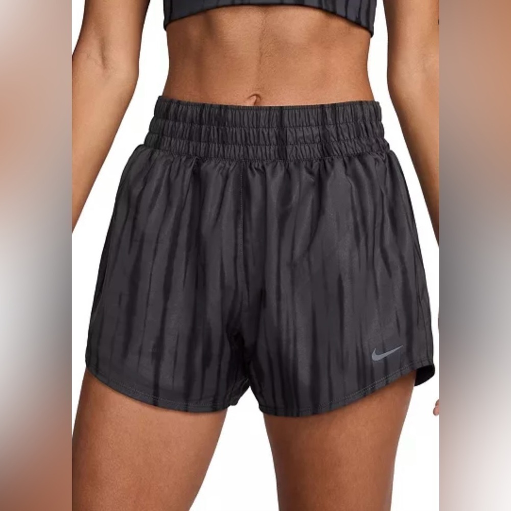 Nike Womens Dri-FIT High-Waist Brief-Lined Printed Training Shorts Anthracite S